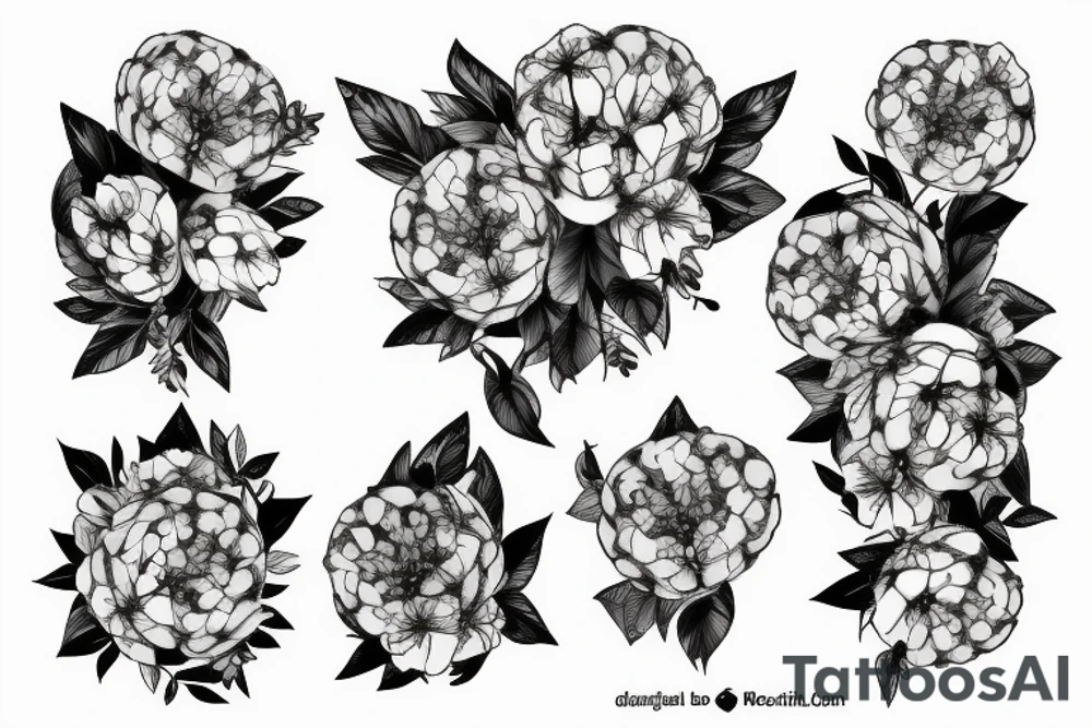 pivoine avec du feuillage sur un bras tattoo idea