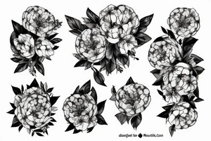 pivoine avec du feuillage sur un bras tattoo idea