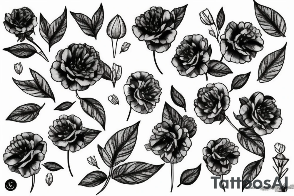 pivoine avec du feuillage sur un bras tattoo idea
