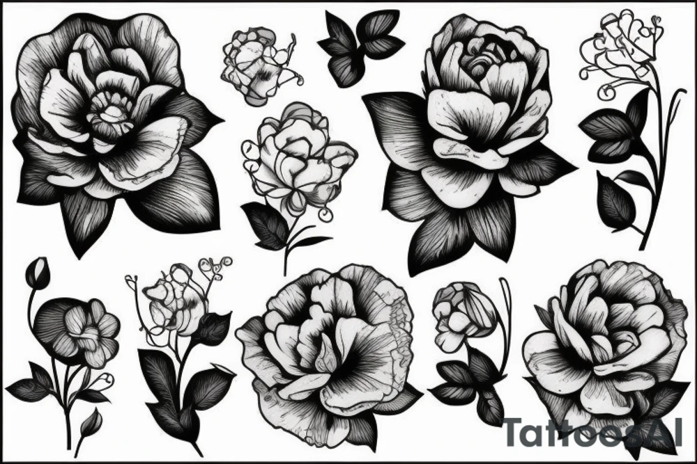 pivoine avec du feuillage sur un bras tattoo idea