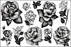 pivoine avec du feuillage sur un bras tattoo idea