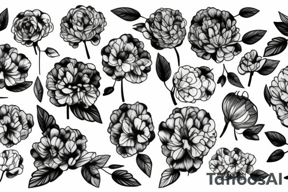 pivoine avec du feuillage sur un bras tattoo idea