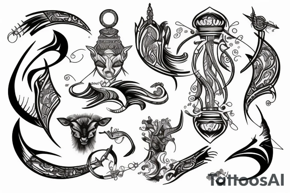 Sagittarius, Capricorn and Aquarius interlocking tattoo idea