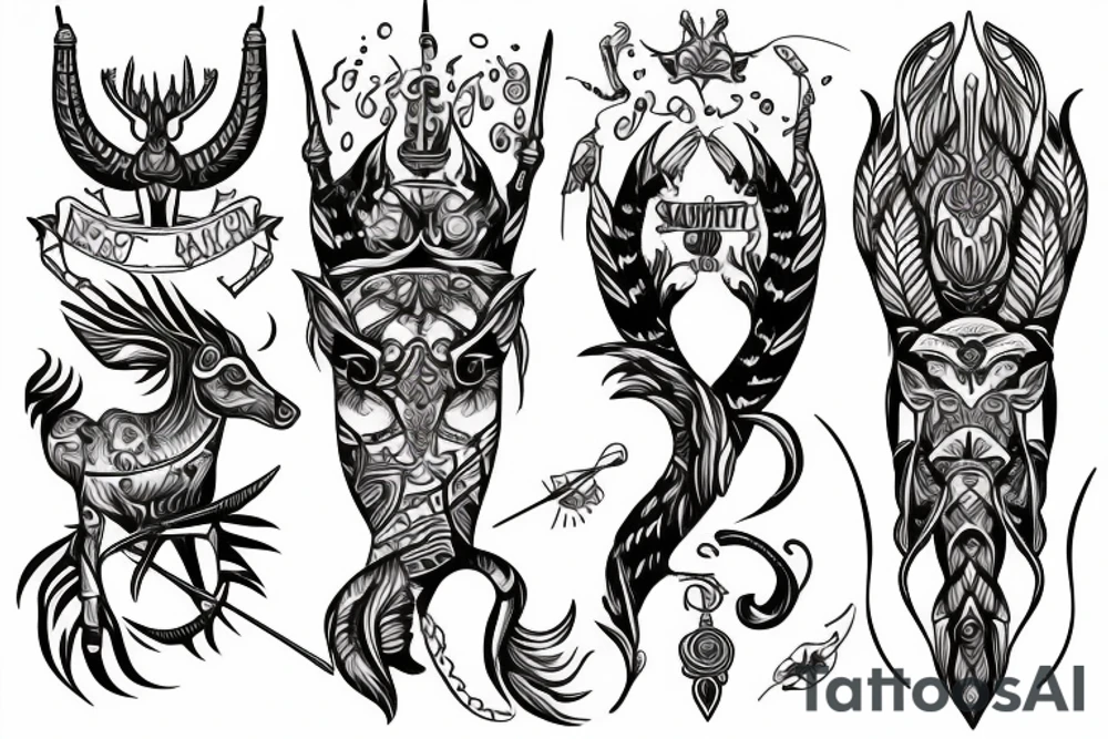 Sagittarius, Capricorn and Aquarius interlocking tattoo idea