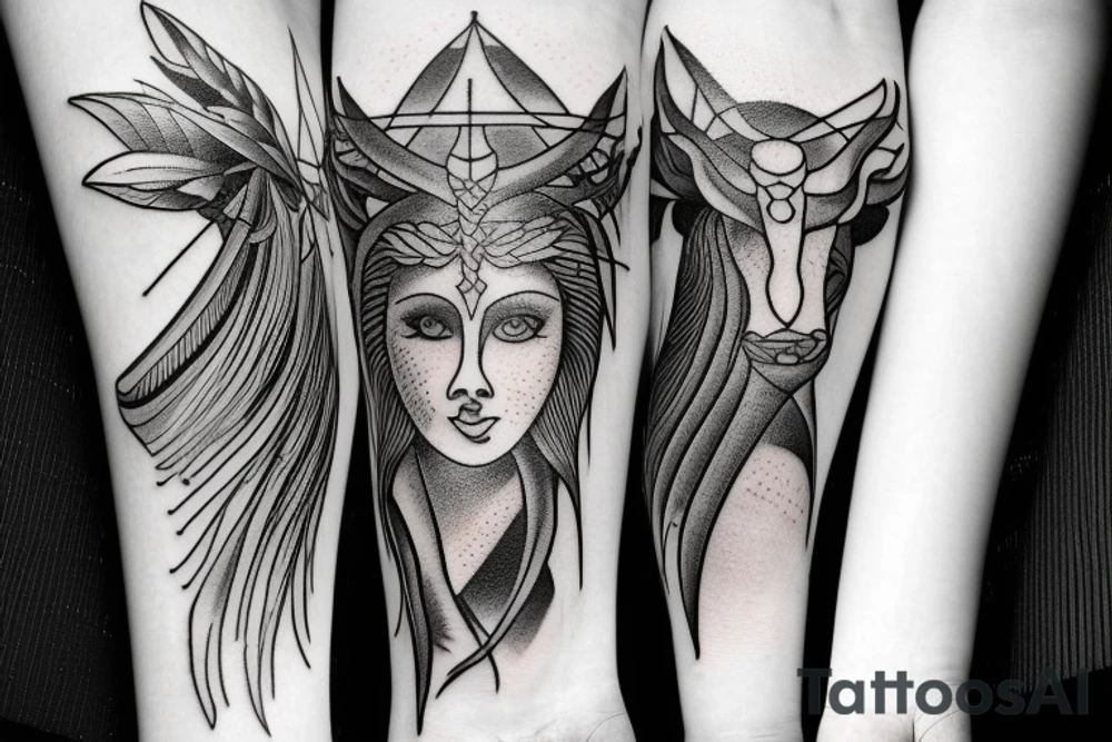 Sagittarius, Capricorn and Aquarius together tattoo idea