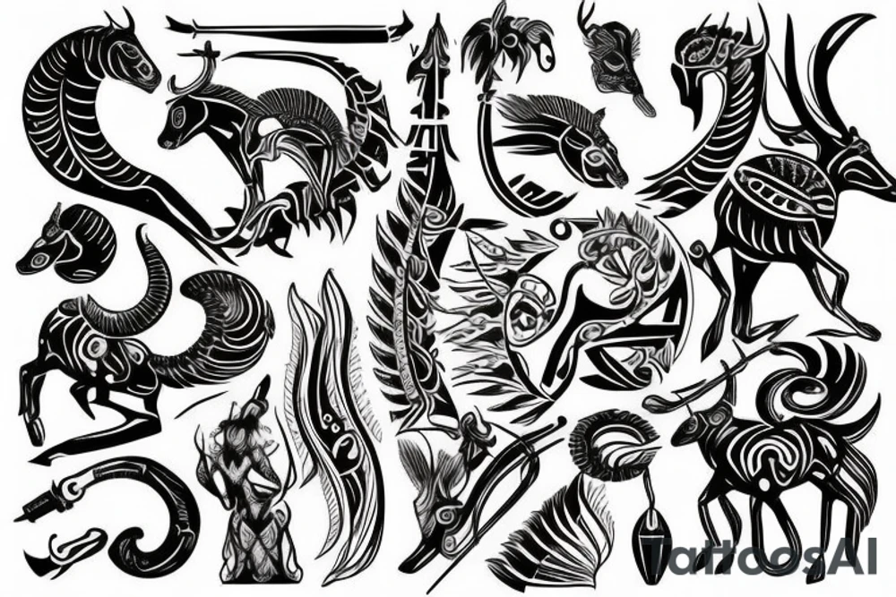 Tribal symbols for Sagittarius, Capricorn and Aquarius tattoo idea