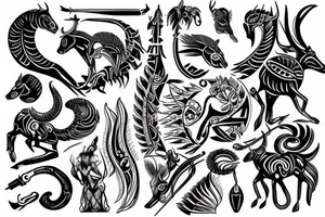 Tribal symbols for Sagittarius, Capricorn and Aquarius tattoo idea