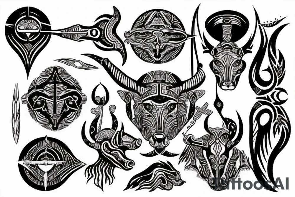Tribal symbols for Sagittarius, Capricorn and Aquarius tattoo idea