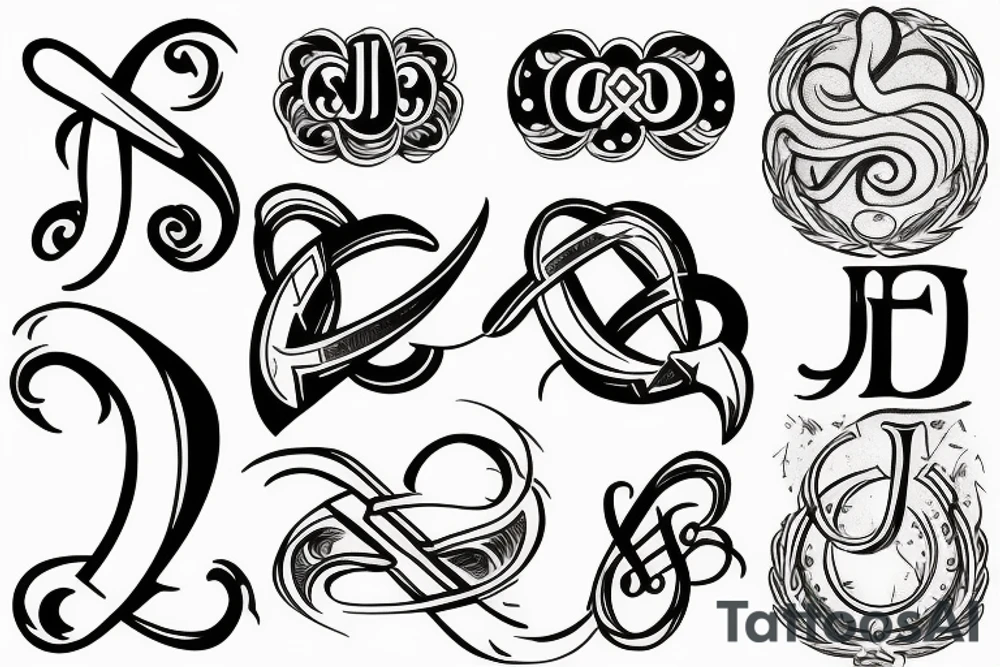 Use combine the initials jdi and infinity sign tattoo idea