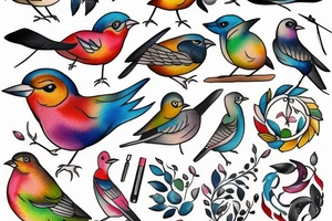 Bird carrying a briefcase tattoo idea