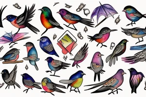 Bird carrying a briefcase tattoo idea