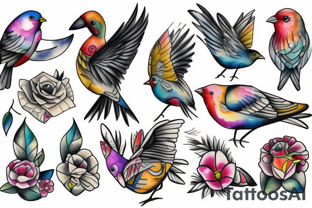 Bird carrying a bag tattoo idea