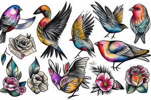 Bird carrying a bag tattoo idea