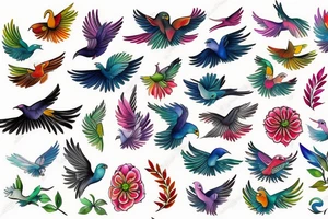 Colorful Flying bird tattoo idea