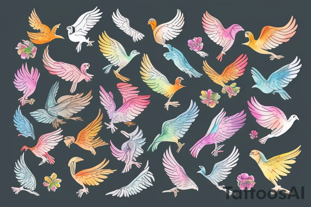 Neotraditional Colorful Flying bird tattoo idea