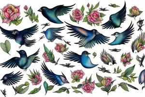 Flying finch tattoo idea