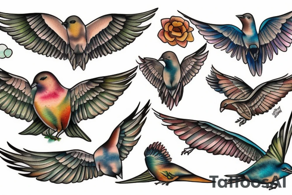 Flying finch tattoo idea