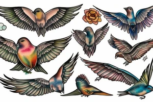 Flying finch tattoo idea
