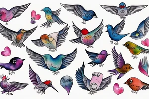 Cute flying bird tattoo idea