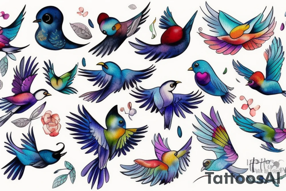 Cute flying bird tattoo idea