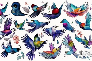Cute flying bird tattoo idea