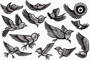 Cute flying bird tattoo idea