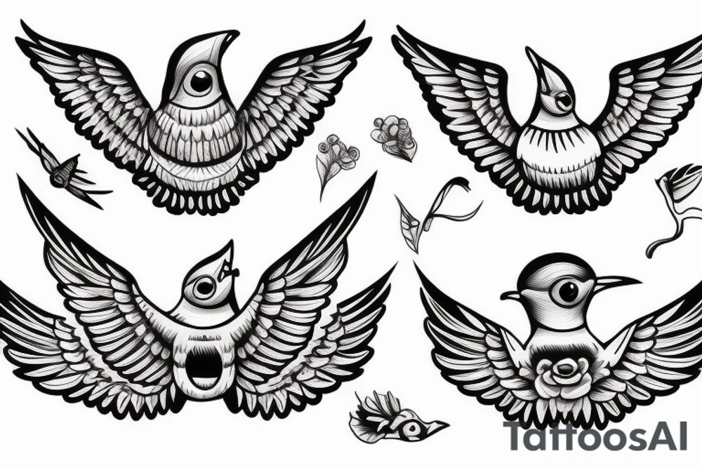 Cute flying bird tattoo idea