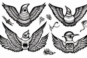 Cute flying bird tattoo idea