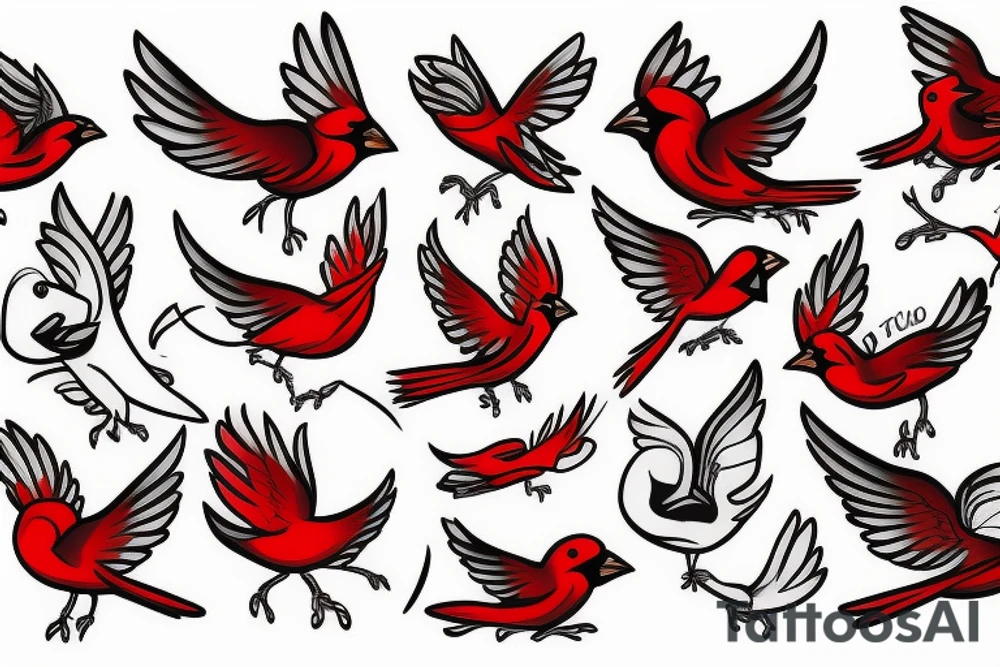 Cute flying cardinal tattoo idea