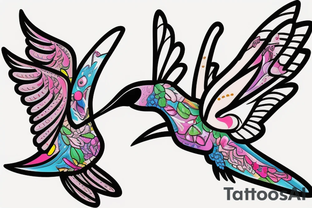 Cute flying hummingbird tattoo idea