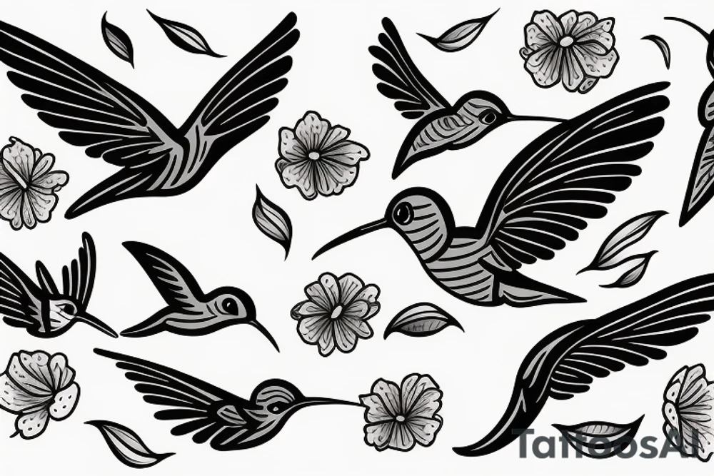 Cute flying hummingbird tattoo idea
