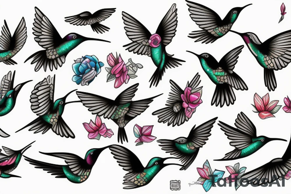 flying hummingbird tattoo idea