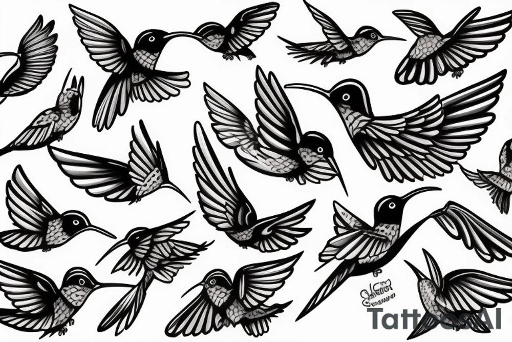 flying hummingbird tattoo idea