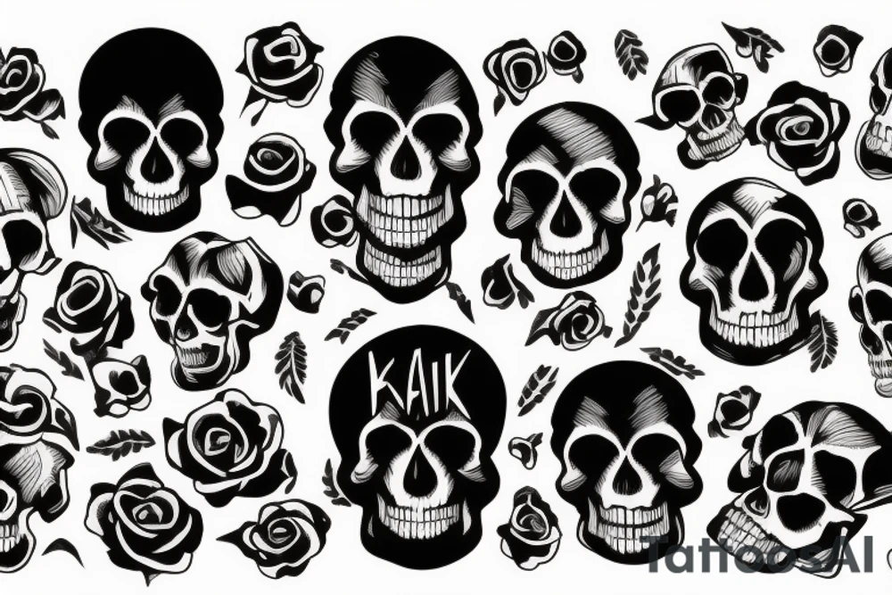 skull tattoo with text like ink tattoo idea