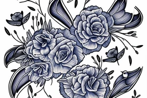 Blue roos and swallow tattoo idea