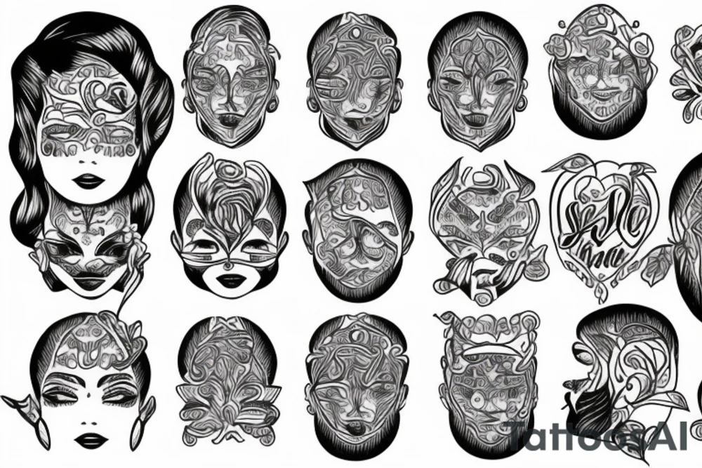 Face with the word Like on forehead tattoo idea