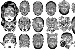 Face with the word Like on forehead tattoo idea
