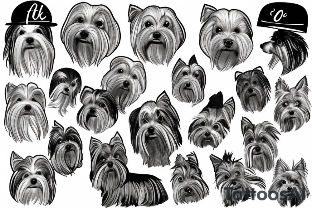 Fine line Yorkie tattoo idea