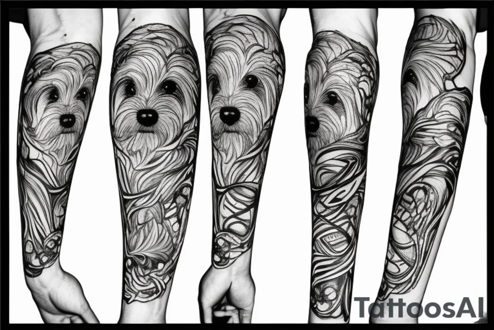 Fine line Yorkie tattoo idea