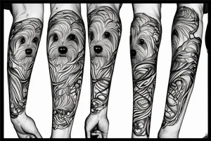 Fine line Yorkie tattoo idea
