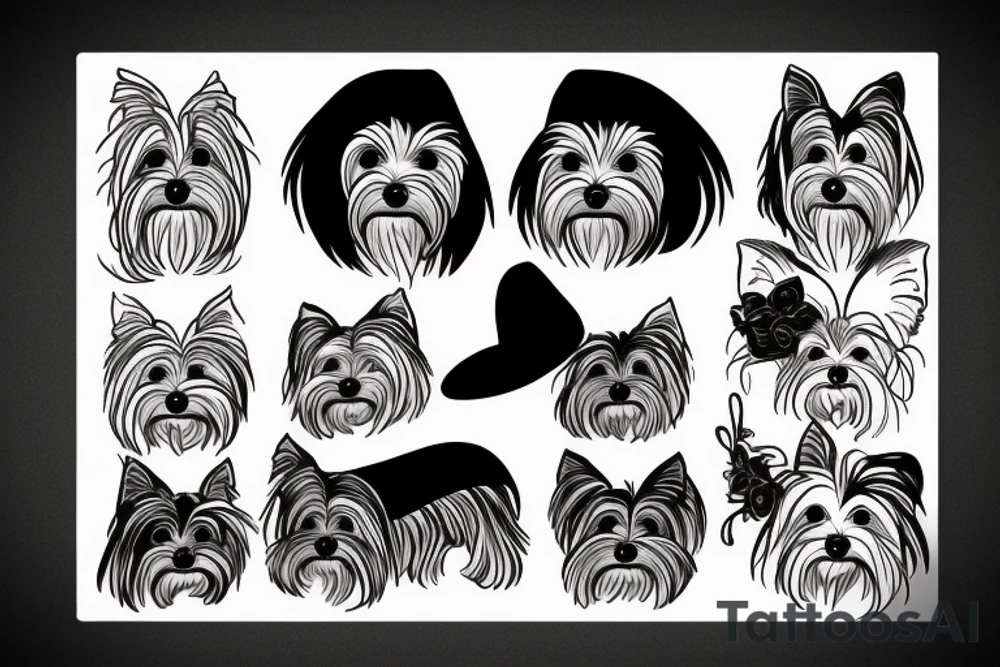 Fine line Yorkie silhouette tattoo idea