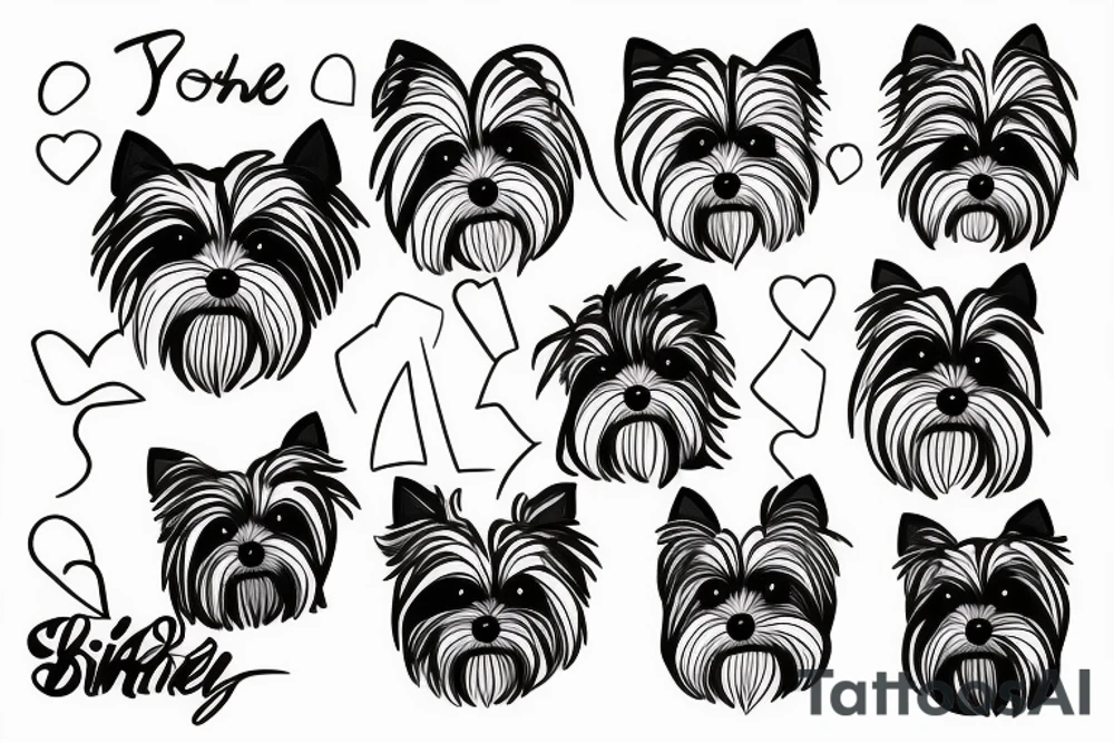 Fine line Yorkie silhouette tattoo idea