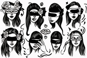 Woman with blindfolded eyes tattoo idea
