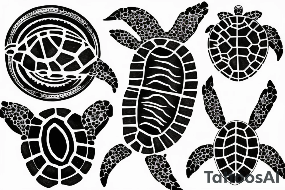 Turtle moon stars sun eclipse tattoo idea