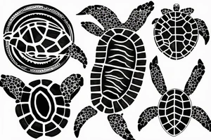 Turtle moon stars sun eclipse tattoo idea