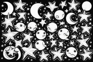Turtle moon stars sun eclipse tattoo idea