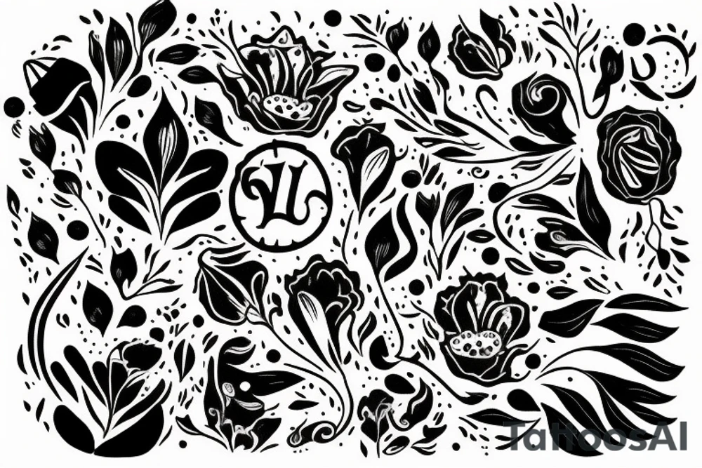 Vivimus ut moriamur in quotes surrounded by lilies and galaxies tattoo idea