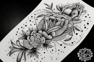 Vivimus ut moriamur in quotes surrounded by lilies and galaxies tattoo idea