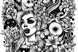 Vivimus ut moriamur in quotes surrounded by lilies and galaxies tattoo idea
