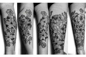 flower bouquet with larkspur violet carnation and narcissus tattoo idea